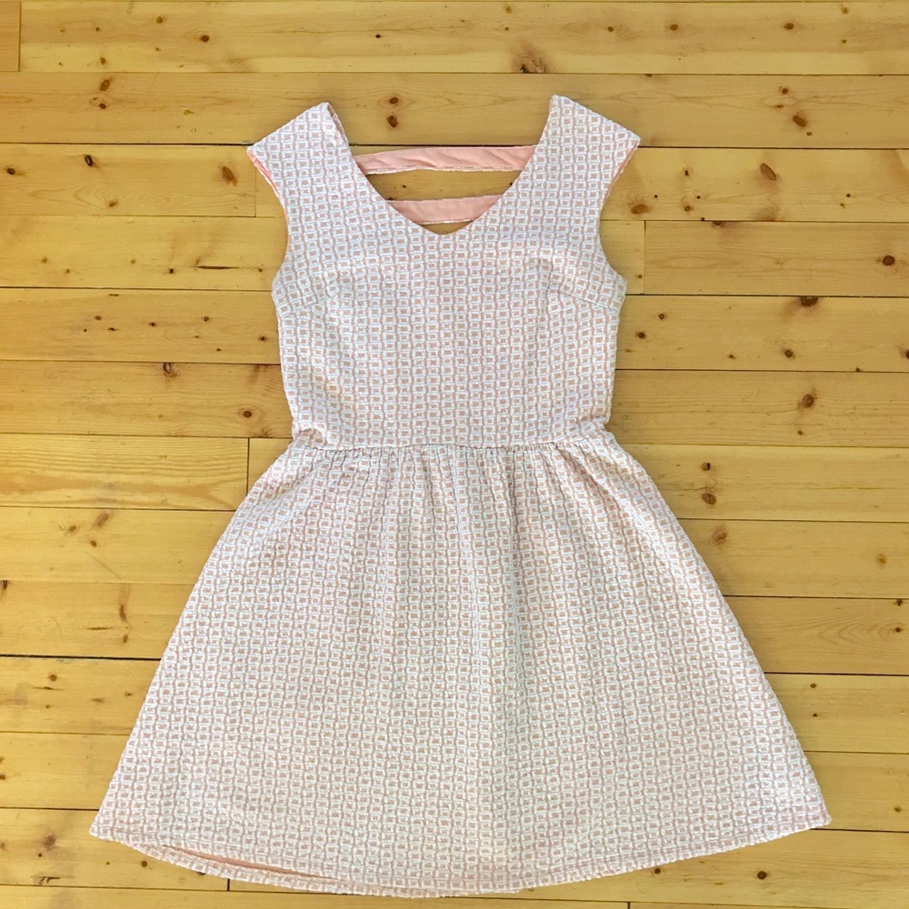 Geometric Pink and White Dress